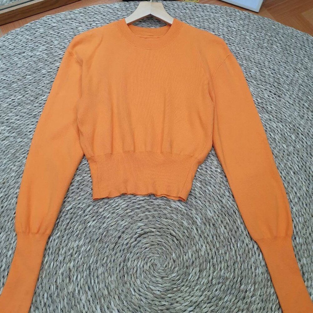 Orange Crop Knit Sweater Cozy Soft Pullover Top